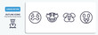 emoji outline icons set. emoji thin line icons pack included cry emoji, shy dog tongue vector.