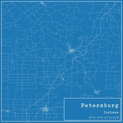  Blueprint US city map of Petersburg, Indiana.
