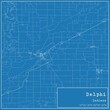Blueprint US city map of Delphi, Indiana.