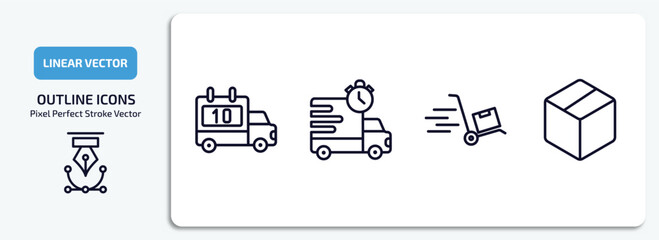 Wall Mural - delivery and logistic outline icons set. delivery and logistic thin line icons pack included deliver
