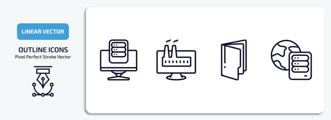 Wall Mural - computer outline icons set. computer thin line icons pack included pc storage, industrial, computer 