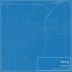  Blueprint US city map of Gary, Indiana.