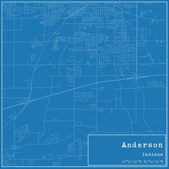  Blueprint US city map of Anderson, Indiana.