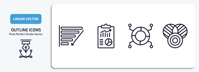Wall Mural - business and analytics outline icons set. business and analytics thin line icons pack included deple