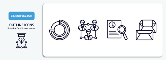 Wall Mural - business and analytics outline icons set. business and analytics thin line icons pack included round