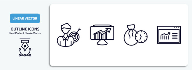 Wall Mural - business outline icons set. business thin line icons pack included businessman analysis, data analytics, debt, data vector.