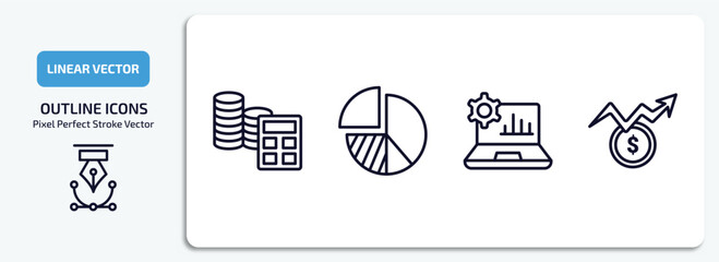 Wall Mural - business and analytics outline icons set. business and analytics thin line icons pack included spend