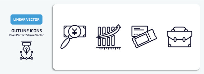 Wall Mural - business outline icons set. business thin line icons pack included yen business search, measuring su