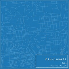  Blueprint US city map of Cincinnati, Ohio.
