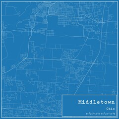  Blueprint US city map of Middletown, Ohio.