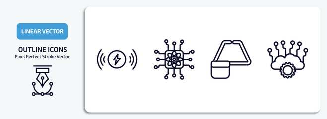 Wall Mural - artificial intellegence outline icons set. artificial intellegence thin line icons pack included wir