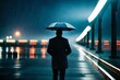 person walking in the rain
