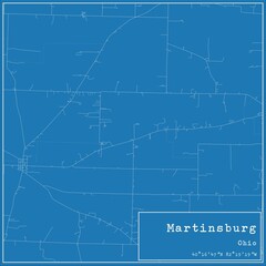  Blueprint US city map of Martinsburg, Ohio.