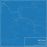 Fototapeta Mapy - Blueprint US city map of Allen, Kentucky.
