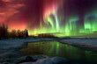 © elchinarts - Aurora landscape with northern lights, generative ai