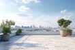 Elegant rooftop terrace with a panoramic city view, luxury modern house. Concept for real estate or property. Generative AI