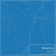  Blueprint US city map of Hampton, Florida.