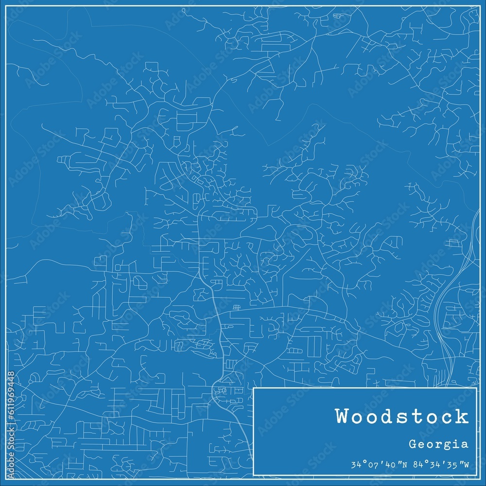 Blueprint US City Map Of Woodstock Georgia Stock Adobe 1000 F 611969448 