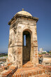 Watchtower of Castle San Felipe de Barajas against blue sky, Cartagena, colombia