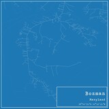 Fototapeta Mapy - Blueprint US city map of Bozman, Maryland.