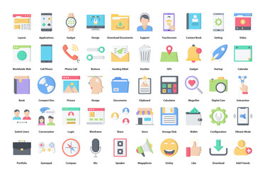 Poster - User Interface Flat User Experience Technology Color Icon Bundle 50 Vector Icons