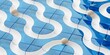 Multiple white balls or spheres in white and blue curvy maze or labyrinth, business strategy or problem solving or strategy solution concept, selective focus