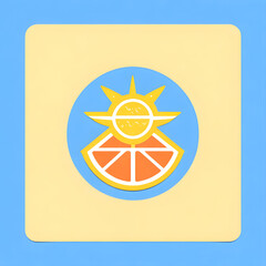 Sticker - Logo or app icon design with sun and slice of citrus. Generative AI