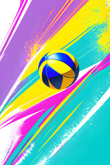 Wall Mural - Beach volley ball on colorful background. Generative AI