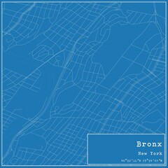  Blueprint US city map of Bronx, New York.