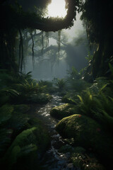 Wall Mural - creek in the rainforest generative ai