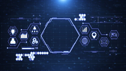 Aufkleber - Technology business global network marketing connection. Financial icon cyber innovative graphic illustration background.