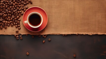 Wall Mural - coffee cup with coffee beans with text