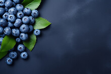 Top View Of Blueberry With Dark Background. Banner Design
Generative AI
