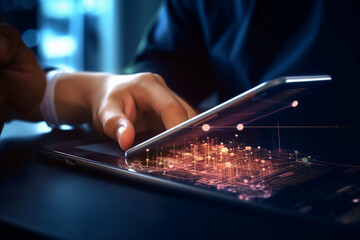 programmer test coding technologies with mobile phone for comparing mobile and desktop website. user