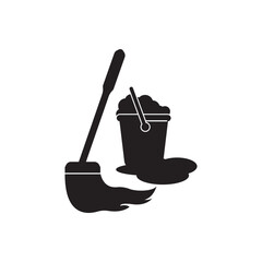 Wall Mural - Mop and bucket cleaning vector isolated illustration