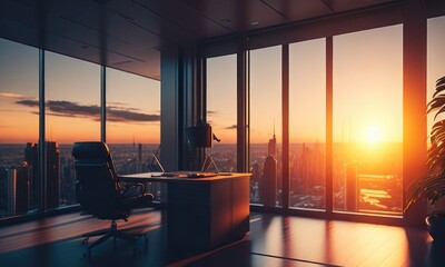 Wall Mural - Office background modern amazing view at evening