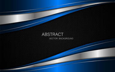 Aufkleber - abstract blue and silver curves on dark steel mesh background. with free space for design. modern te