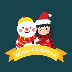 Sticker - Cute Cartoon Christmas Concept.