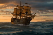 Wooden Majesty Ship. Generate Ai