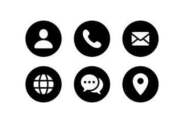 Leinwandbilder - Contact web icon set. contact us icons , chat, message, envelope, mail, phone, call, telephone, world, globe, location, profile, user, website icon for contact icons
