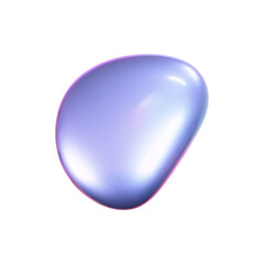 Wall Mural - 3d holographic liquid shape, iridescent chrome fluid bubble isolated on white background. render of 