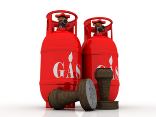 Wall Mural - 3D rendering illustration Gas Cylinder with rubber stamp