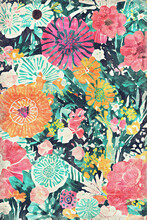 Vintage Style Colored Flowers Painting Background.
