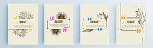 Quote Frames Blank Templates Set. Text In Brackets, Citation Empty Speech Bubbles, Quote Bubbles. Textbox Isolated On Color Background. Vector Illustration.