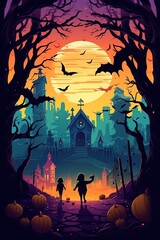 An illustration of Halloween poster , AI Generated