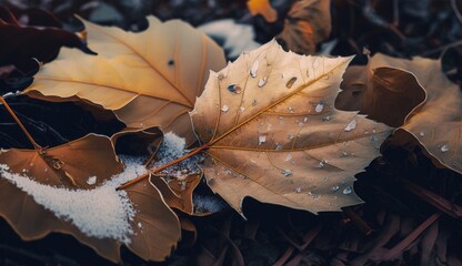 Poster - autumn leaves on the ground