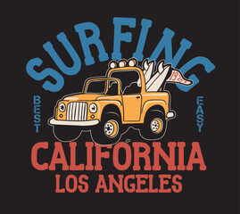 Wall Mural - surf car drawing for t-shirt printing