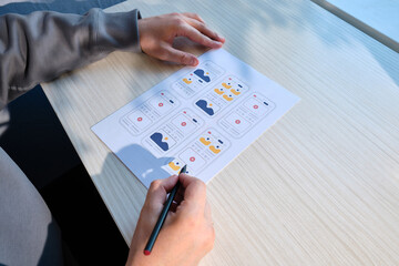 UX mobile application wireframe. Sketch, prototype, framework, layout future app design project. UI/UX - user interface and user experience designer. Creative concept for smartphone. App development 