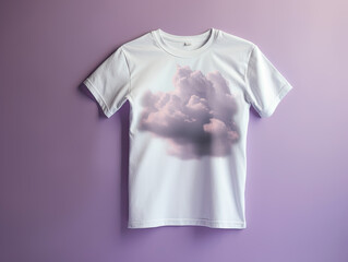 Wall Mural - white T-shirt clothes promotional photo beautiful electronic commercial photography , Purple background, studio photo, clean design, pastel colors Generative AI