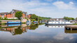 Panorama of narrow boats in Northwich Quay